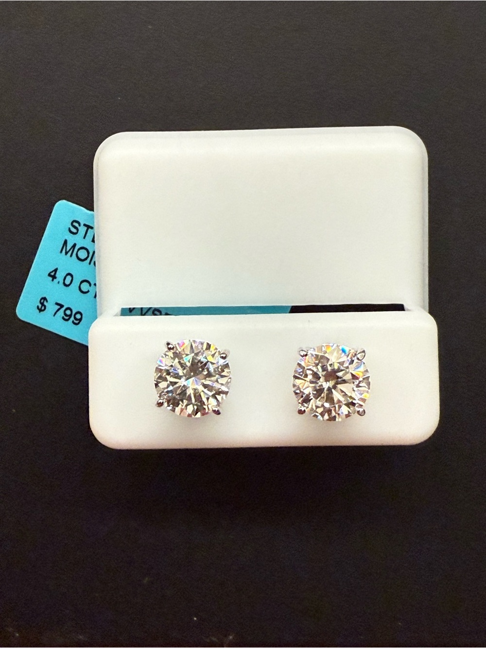 Moissanite 4 CTW Round Stud Earrings in Sterling Silver- NWT $799
